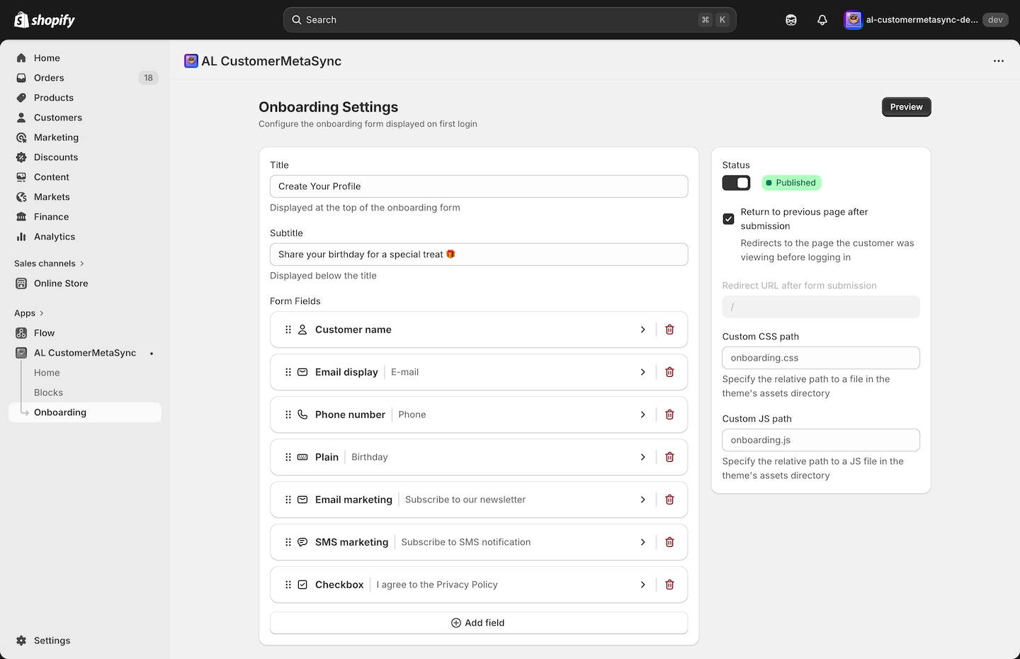 Onboarding settings completed