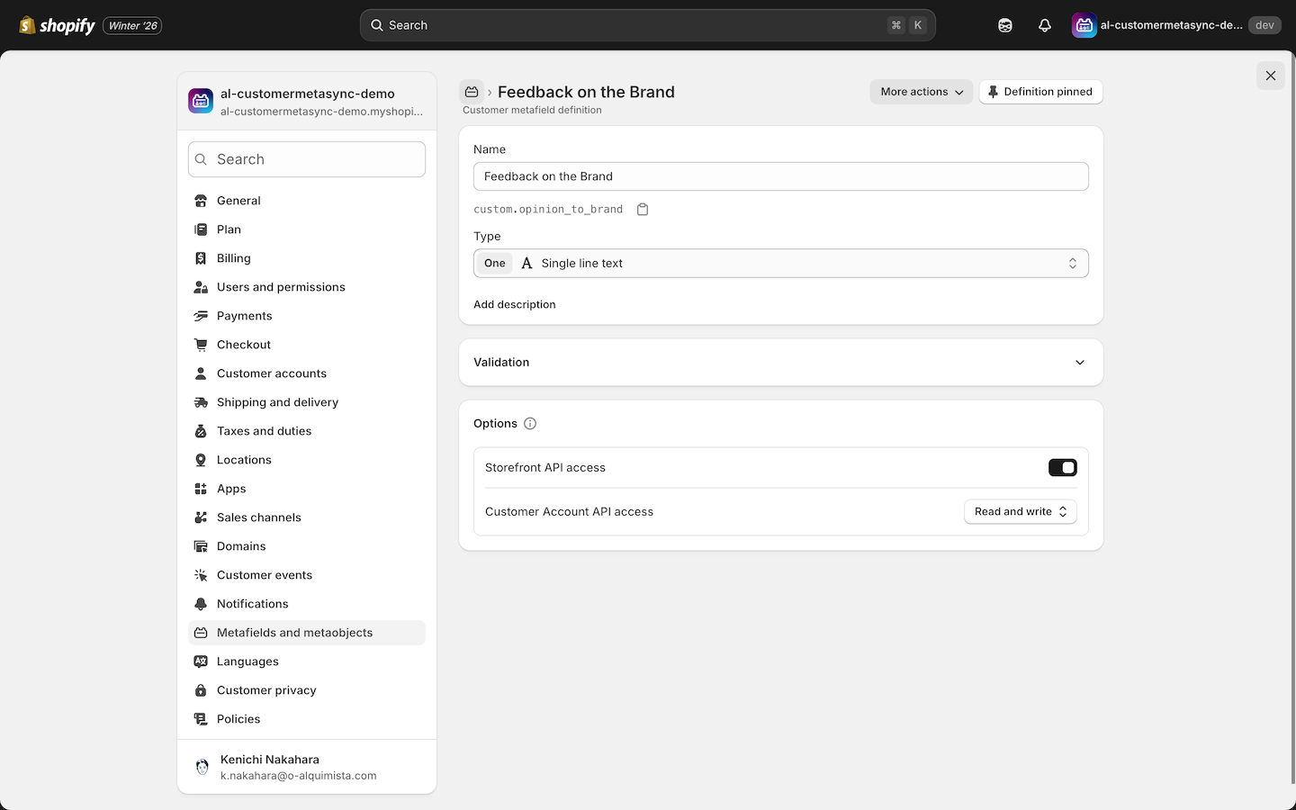 Feedback form example