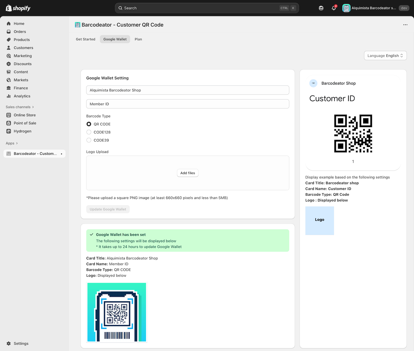 Updated Google Wallet Settings