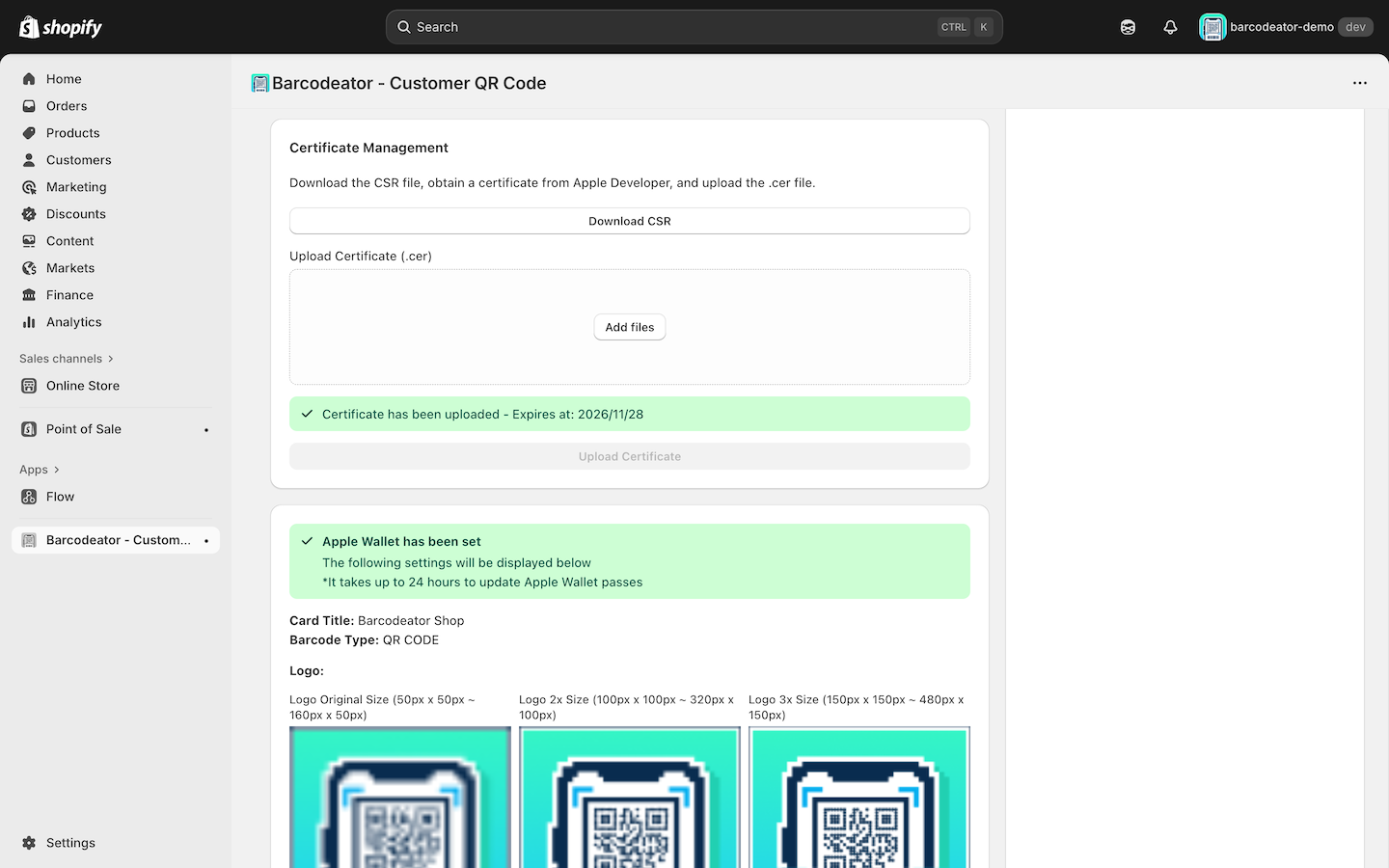 Certificate uploaded
