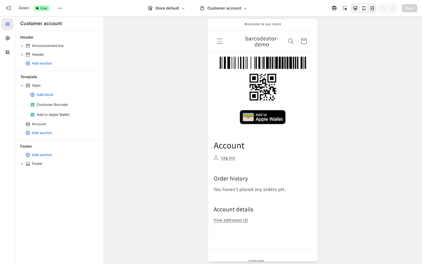 Legacy account example