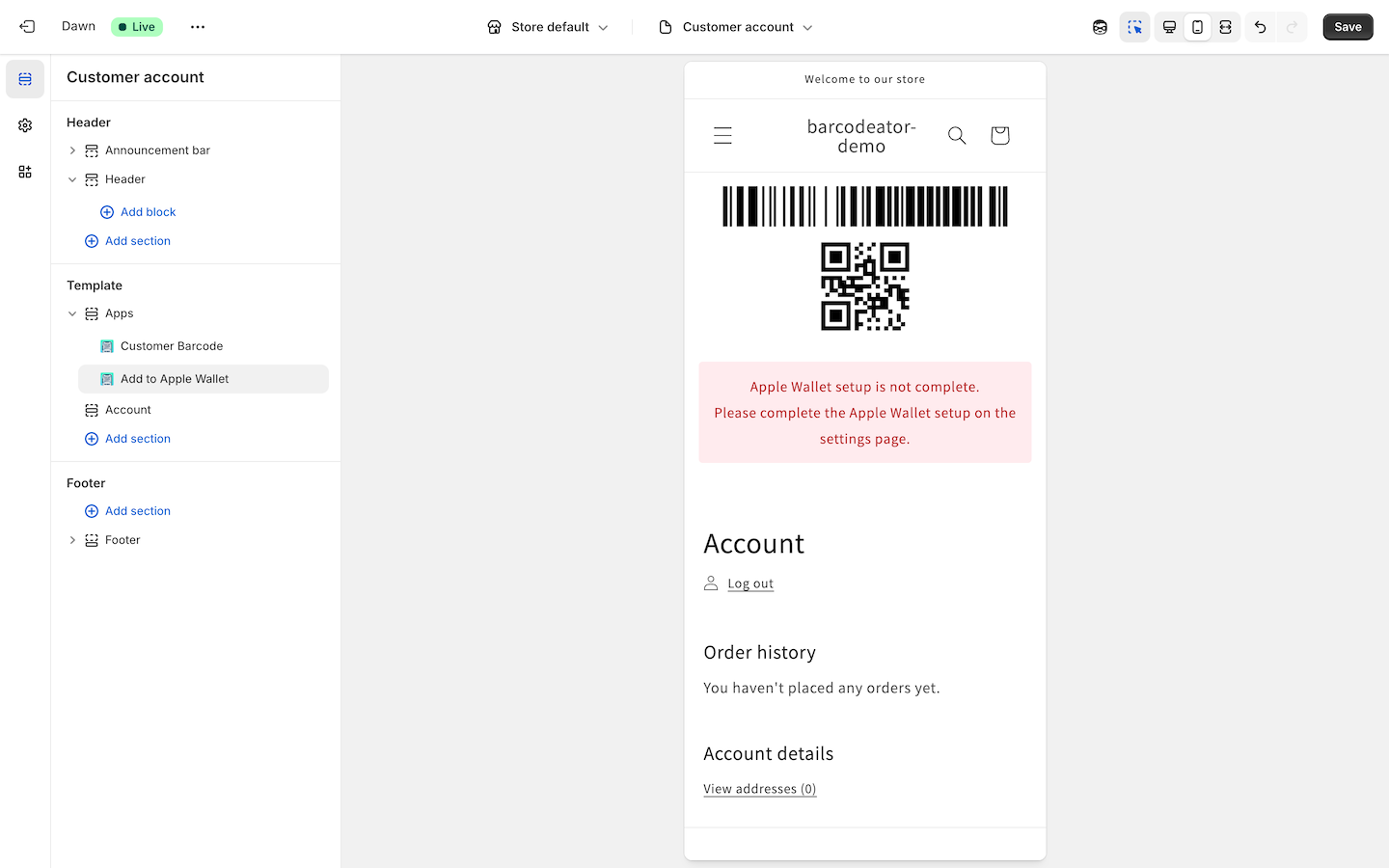 Apple Wallet configuration error (legacy)