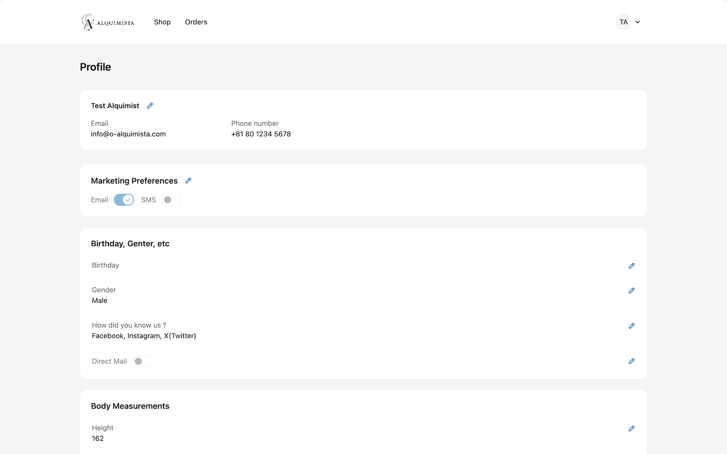 Displayed on storefront (editable)
