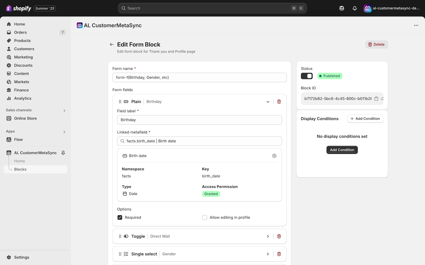 Required field setting