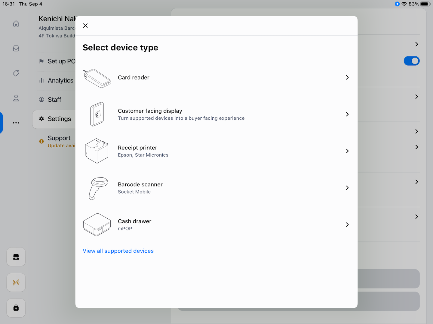 Add Device in Shopify POS