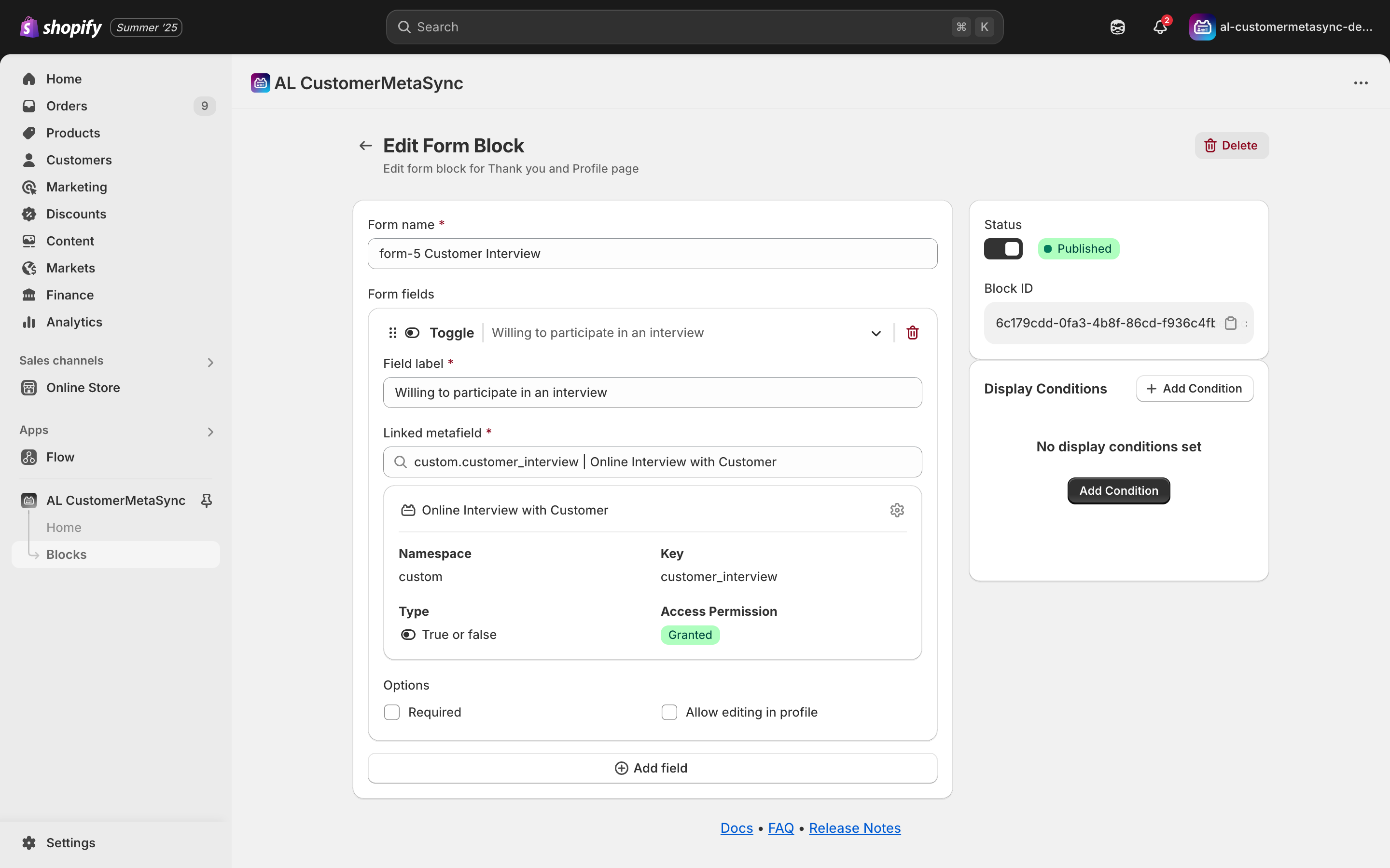 Create form block