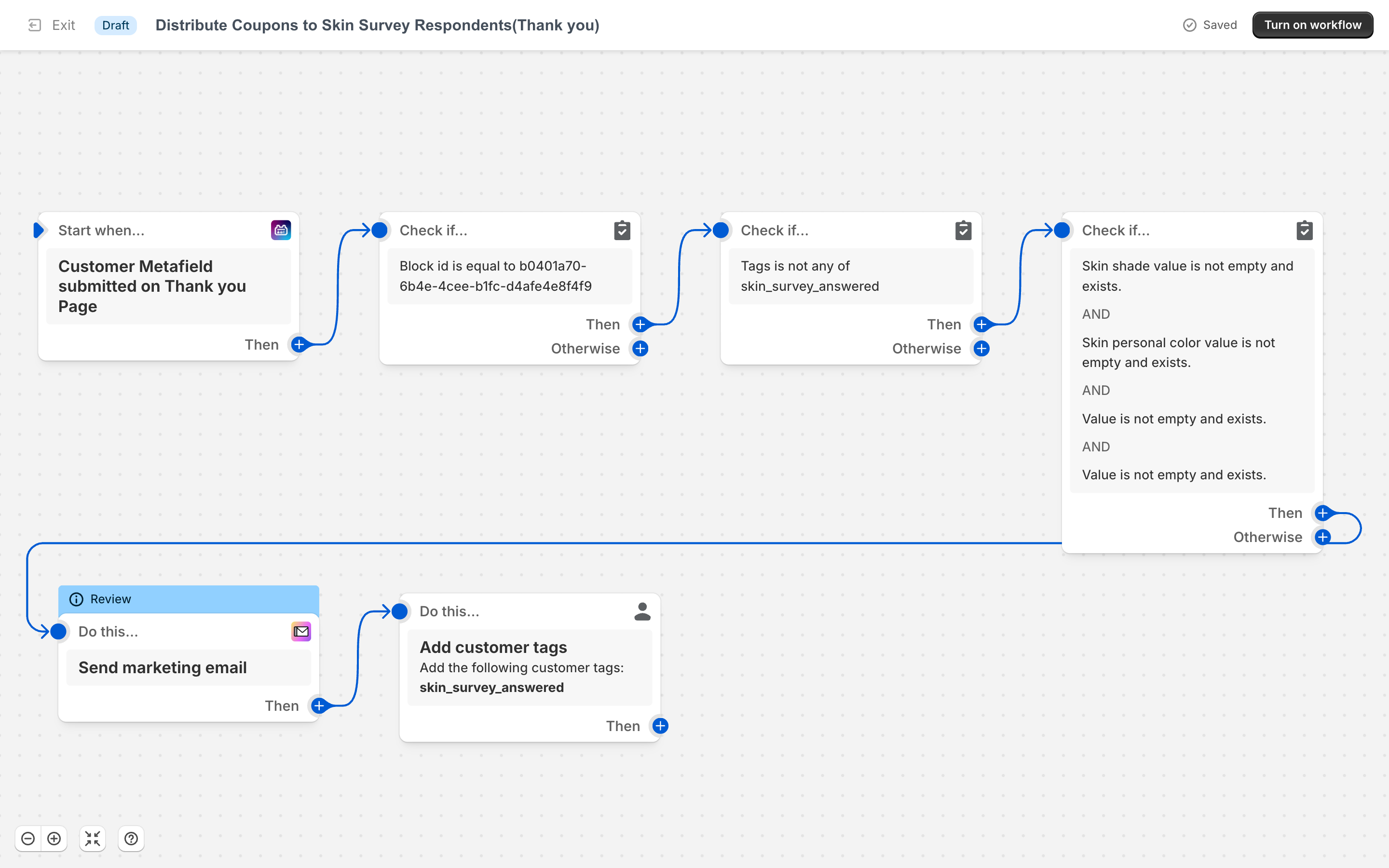 Shopify Flow automation Thank You page